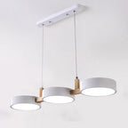 Nordic Modern Wood Fixture Pendant Light 3-Head Dimmable Dining Room Living Room — White Grey