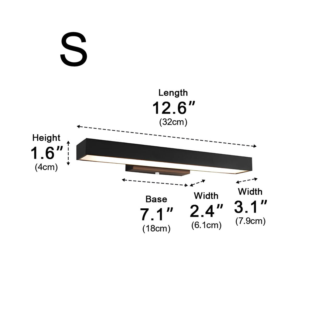 Rectangular Minimalist Waterproof Motion Sensor Black Modern Wall Sconce