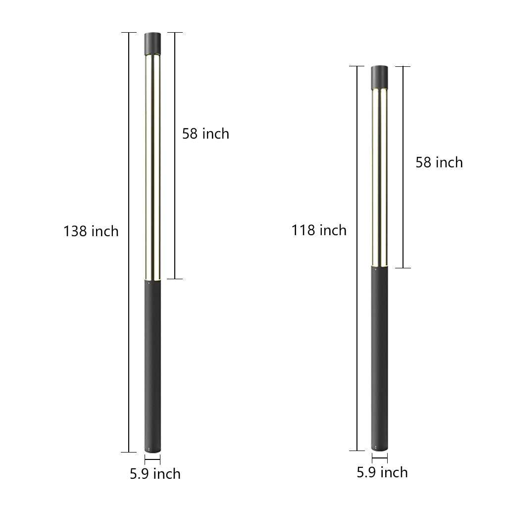 Residential Bollard Lights Modern Cylindrical LED Landscape Pathway Driveway — 31 to 47 Inch Sets