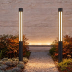 Residential bollard lights modern cylindrical LED pathway — gravel path modern bollard