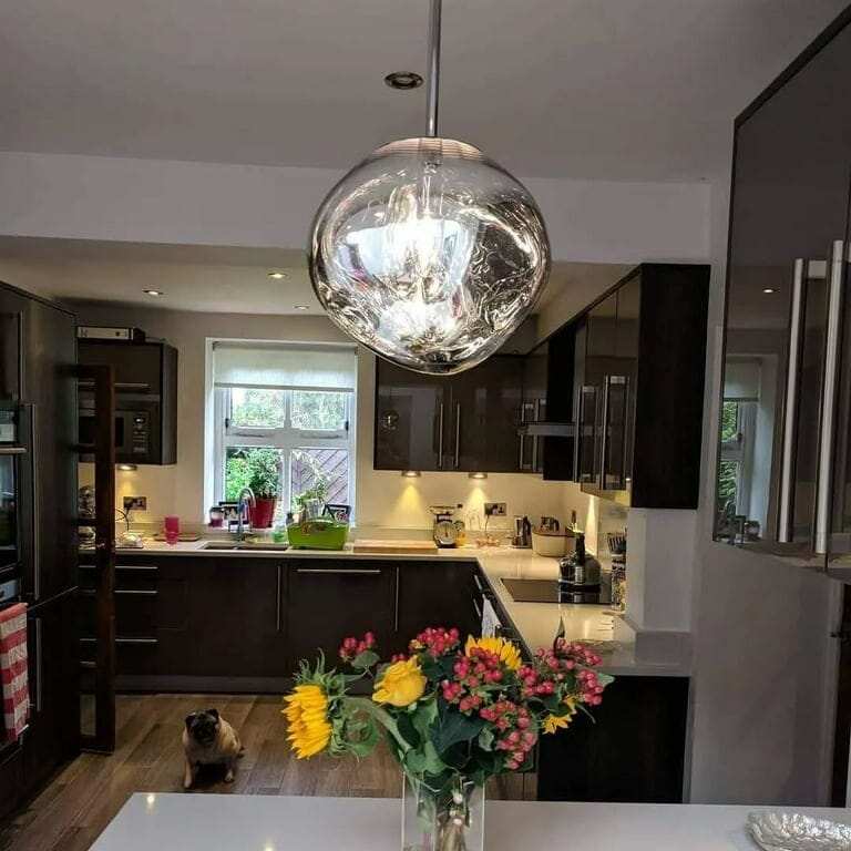 LAVA Acrylic Pendant Light Height Adjustable Dimmable Dining Room Living Room — Gold Silver