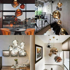 LAVA Acrylic Pendant Light Height Adjustable Dimmable Dining Room Living Room — Gold Silver
