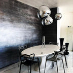 LAVA Acrylic Pendant Light Height Adjustable Dimmable Dining Room Living Room — Gold Silver