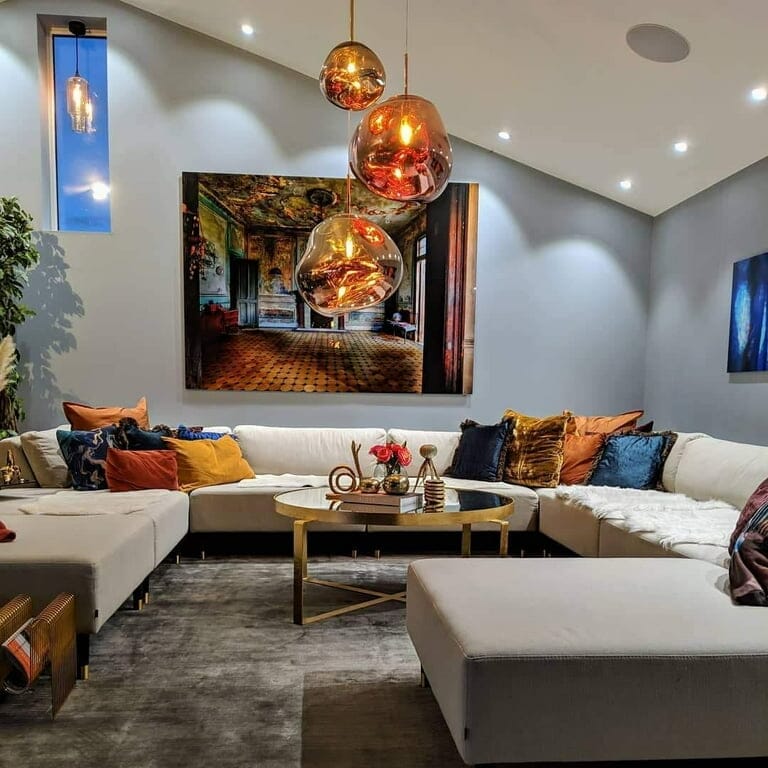 LAVA Acrylic Pendant Light Height Adjustable Dimmable Dining Room Living Room — Gold Silver