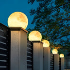 Moon-Shaped Outdoor Pillar Light LED Solar & Hardwired Driveway Garden — 8 to 16 Inch Sets