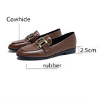 British Style Classic Leather Flat Shoes for Women