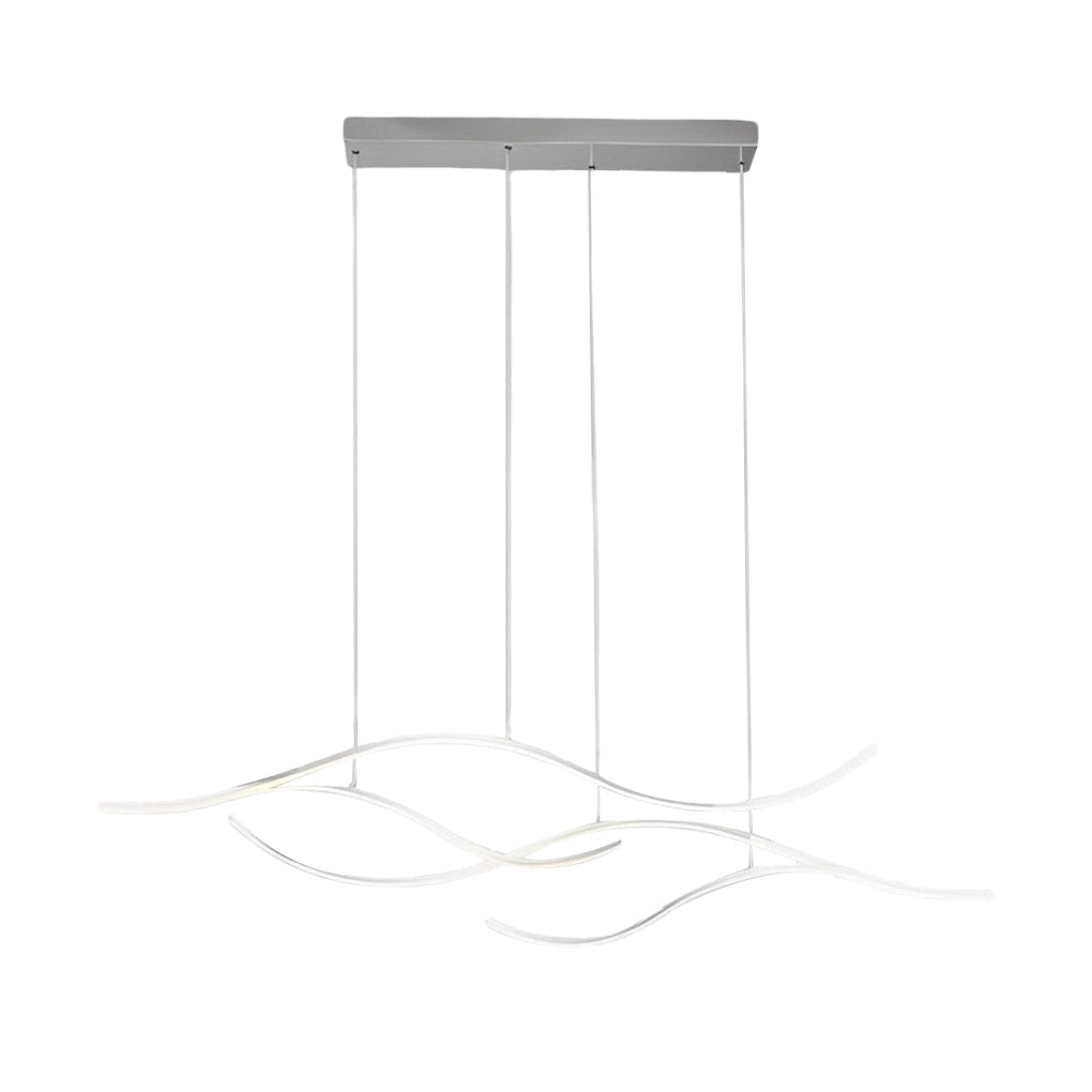 Curved Wavy LED Pendant Light Metal Dimmable Dining Room Kitchen Island — Black Gold Chrome