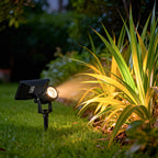 Waterproof RGB Solar Ground Spike Spotlight LED Tree Accent Outdoor — Warm White Singles to 8-Pack