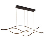 Curved Wavy LED Pendant Light Metal Dimmable Dining Room Kitchen Island — Black Gold Chrome