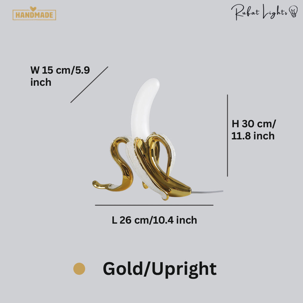 Banana Art Deco LED Table Lamp Brass Chrome Bedside Living Room — Sitting Upright Lounging