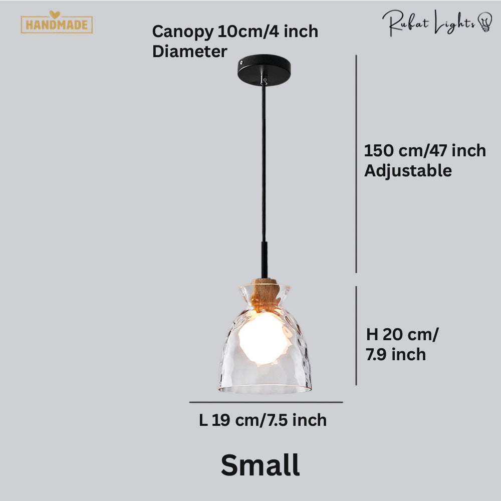 Elegance Glass Lampshade Pendant Light Modern Height Adjustable Dining Room — Small Medium Large