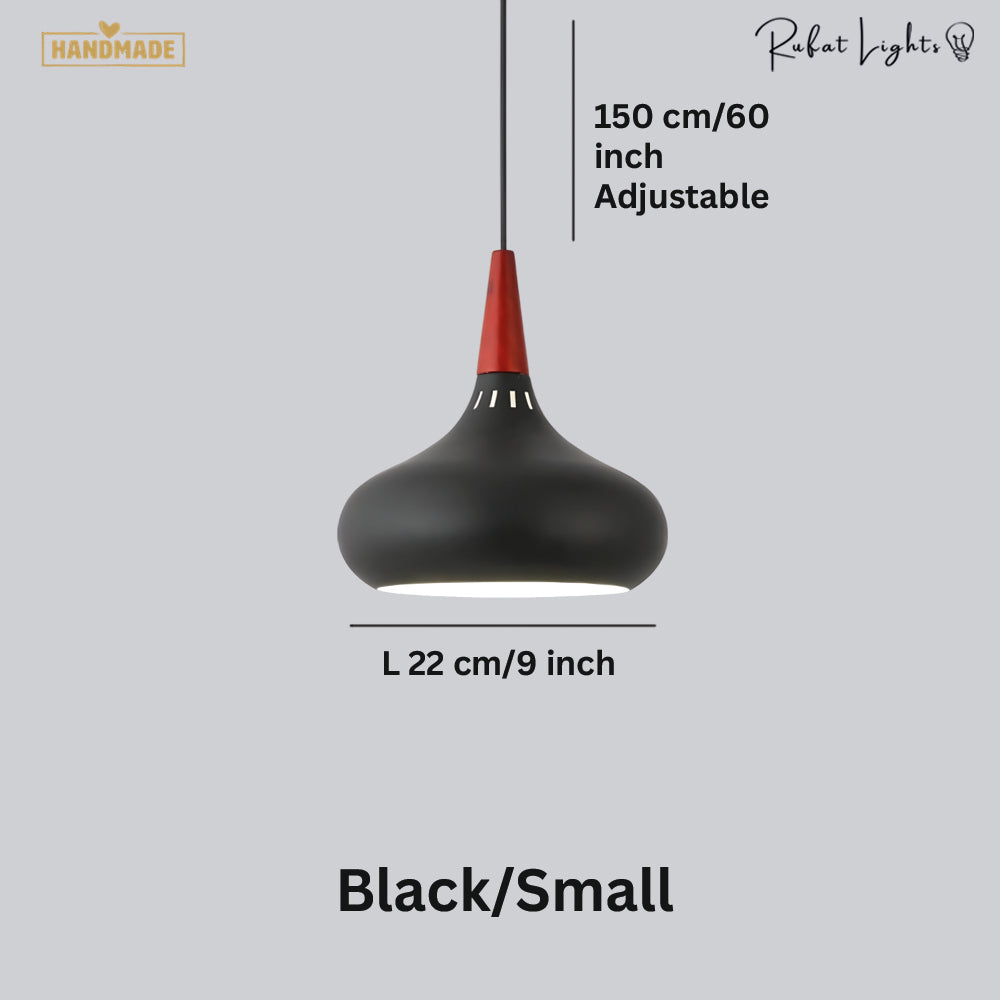 Nordic Wood Metal Pendant Light Height Adjustable Dining Room Bar Kitchen — Multi Colors 8 Inch