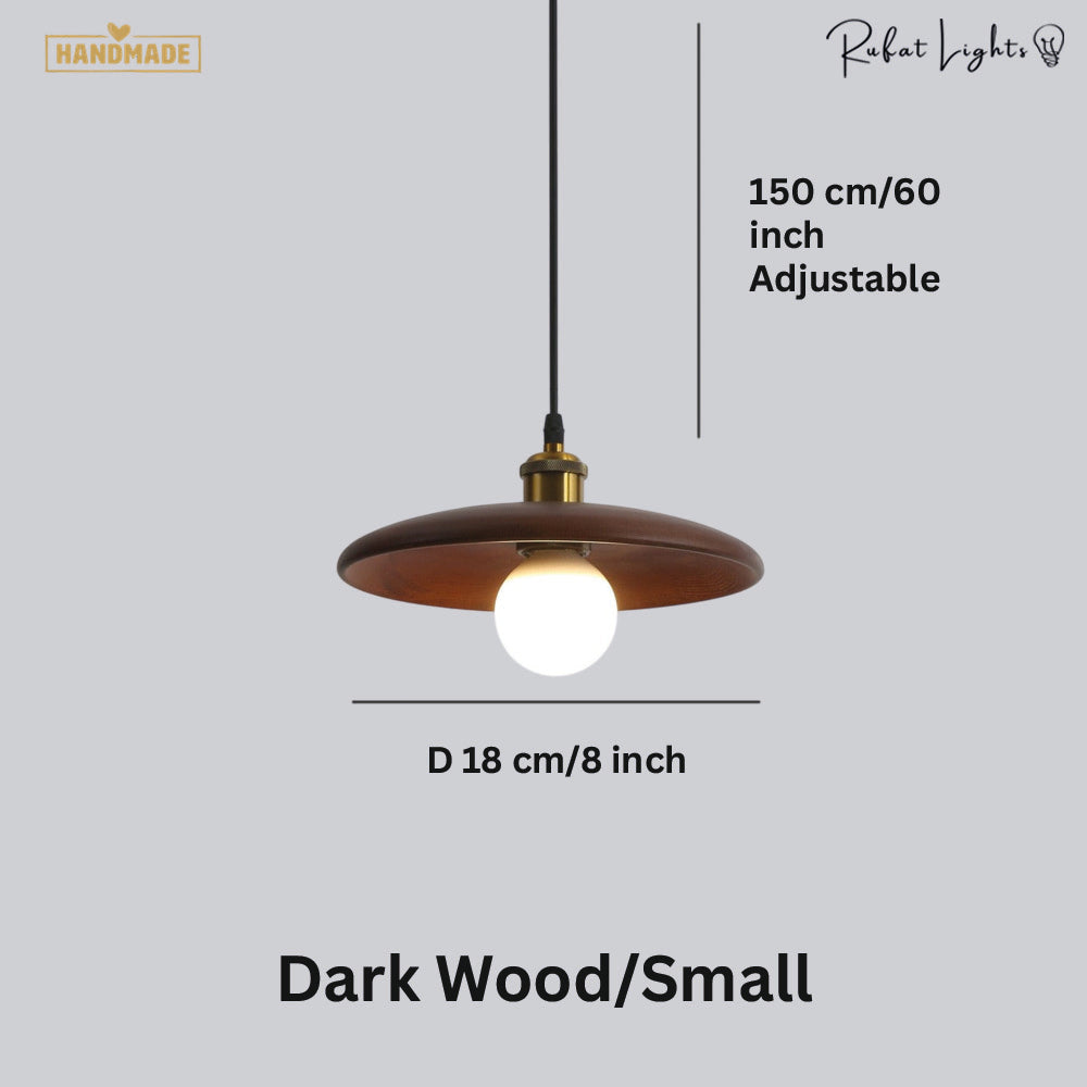 Flying Saucer Wood Pendant Light Real Wood Veneer Dining Room Living Room Kitchen Island