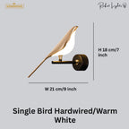 Nordic Magpie Golden Bird Wall Light Art Deco LED Bedroom Living Room — Warm Cool White