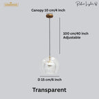 Glass Hanging Cocoon Pendant Light Modern Height Adjustable Dining Room — Transparent Brown Gray