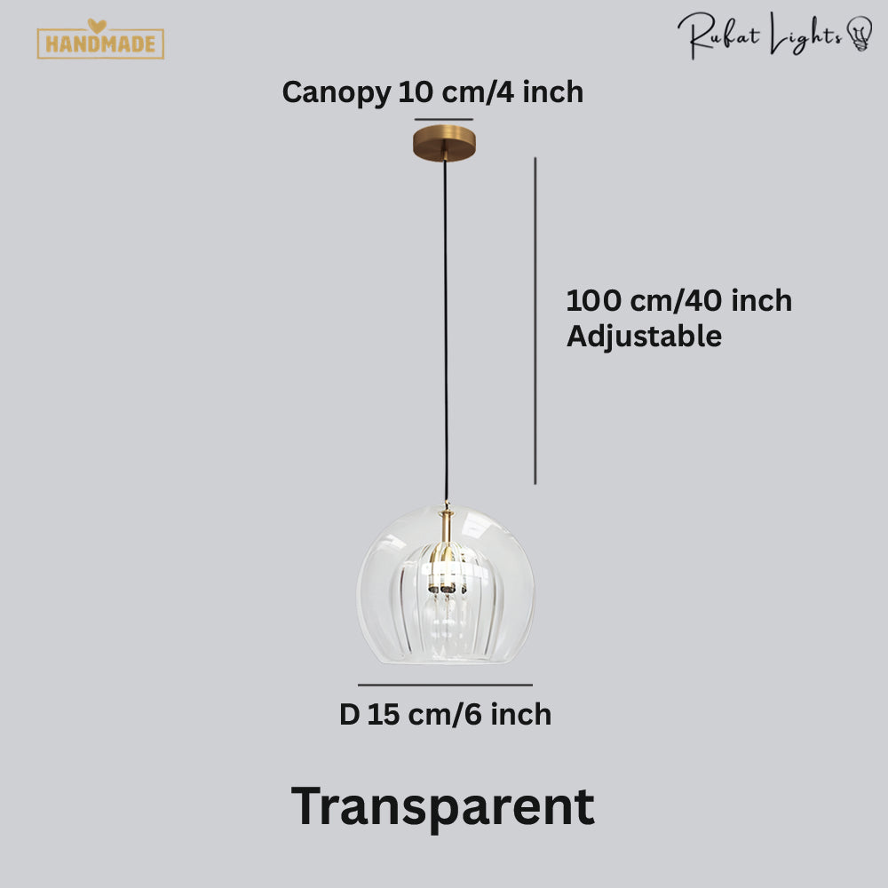 Glass Hanging Cocoon Pendant Light Modern Height Adjustable Dining Room — Transparent Brown Gray