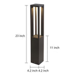 LED Bollard Garden Light Black Aluminum Square Landscape Pathway Hardwired — 31 Inch Sets