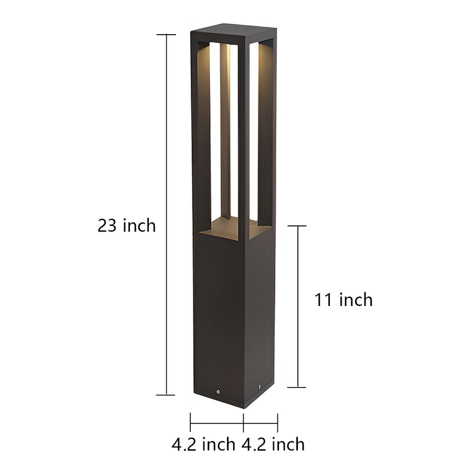 LED Bollard Garden Light Black Aluminum Square Landscape Pathway Hardwired — 31 Inch Sets