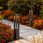 LED bollard garden light black aluminum square landscape pathway hardwired — 31 inch sets