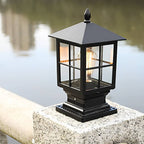 Stone Light Pillar Traditional Black Waterproof LED Driveway Entrance — Solar & Hardwired Sets