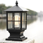 Stone Light Pillar Traditional Black Waterproof LED Driveway Entrance — Solar & Hardwired Sets