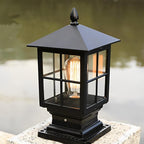 Stone Light Pillar Traditional Black Waterproof LED Driveway Entrance — Solar & Hardwired Sets