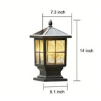 Stone Light Pillar Traditional Black Waterproof LED Driveway Entrance — Solar & Hardwired Sets