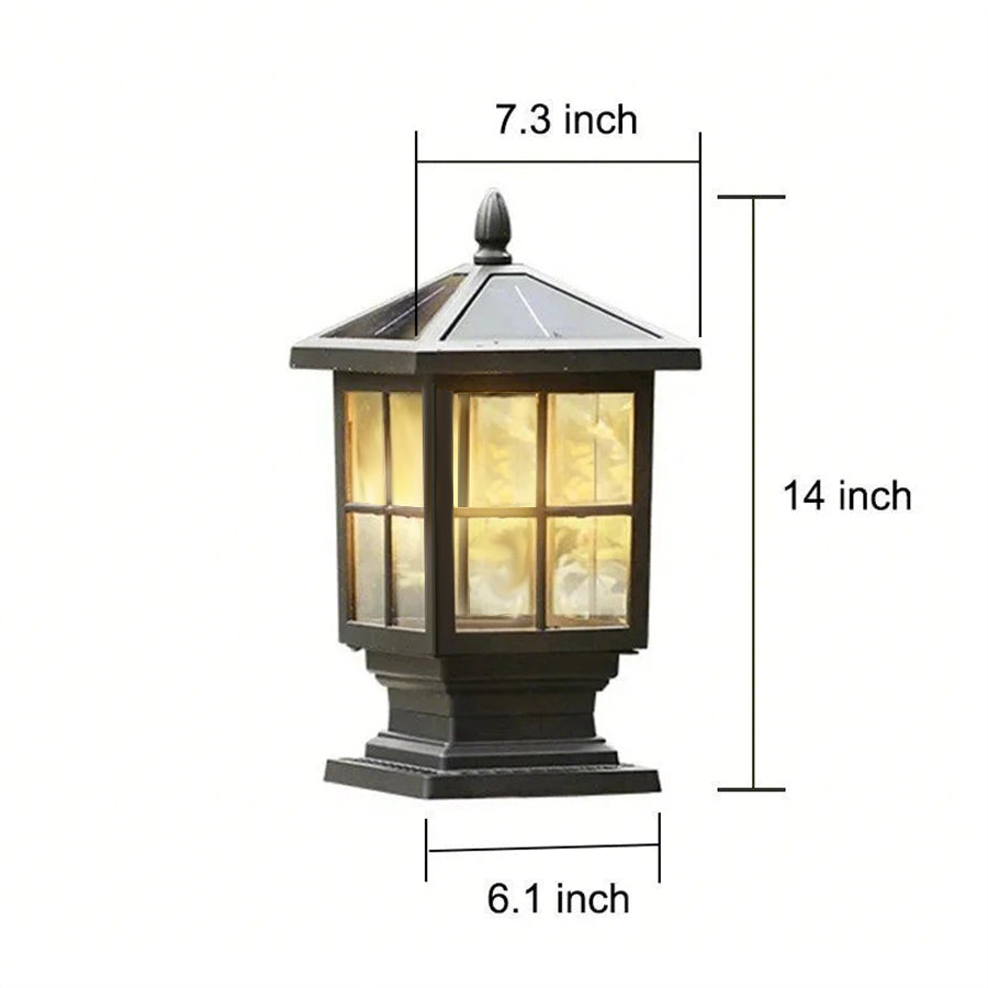 Stone Light Pillar Traditional Black Waterproof LED Driveway Entrance — Solar & Hardwired Sets