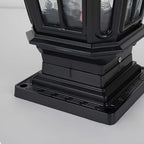 Stone Pillar Light Fixture Retro Pavilion-Style LED Solar & Hardwired Outdoor — Black Bronze Sets