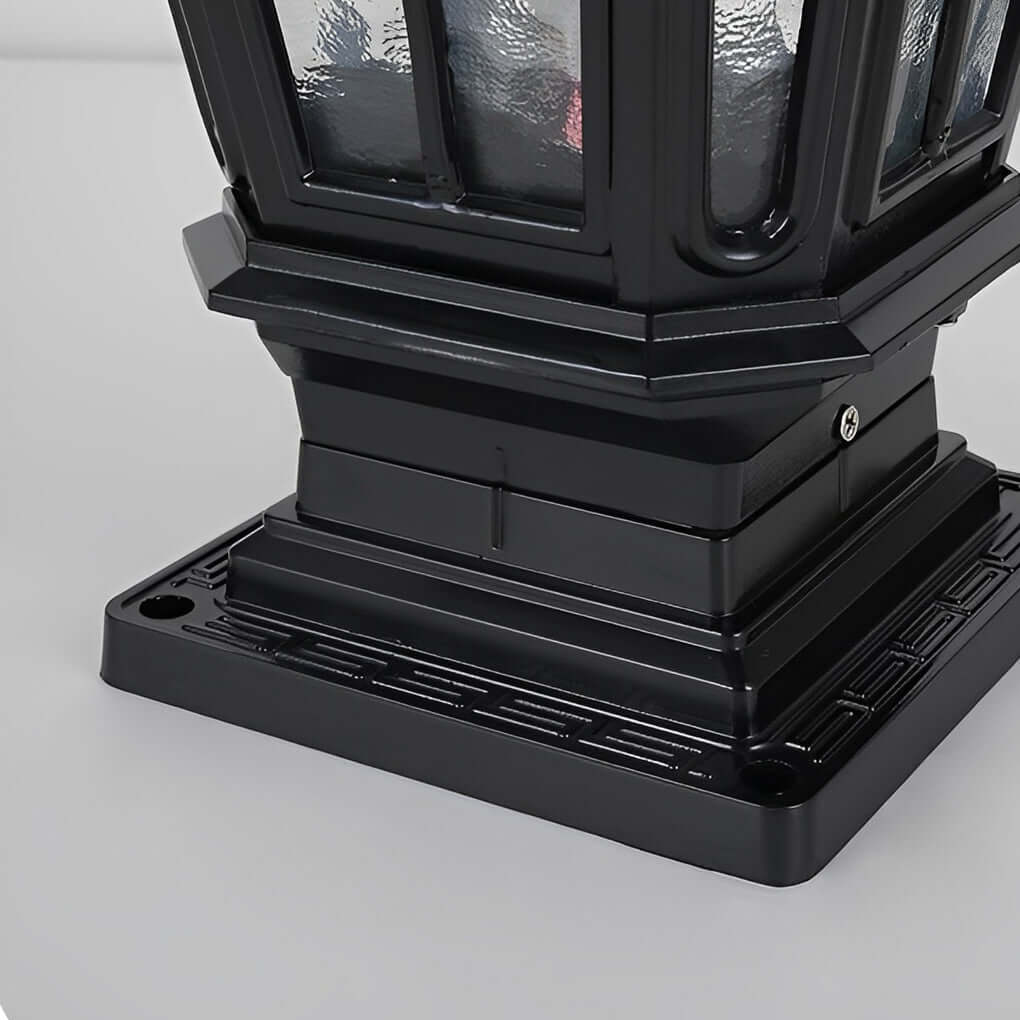 Stone Pillar Light Fixture Retro Pavilion-Style LED Solar & Hardwired Outdoor — Black Bronze Sets