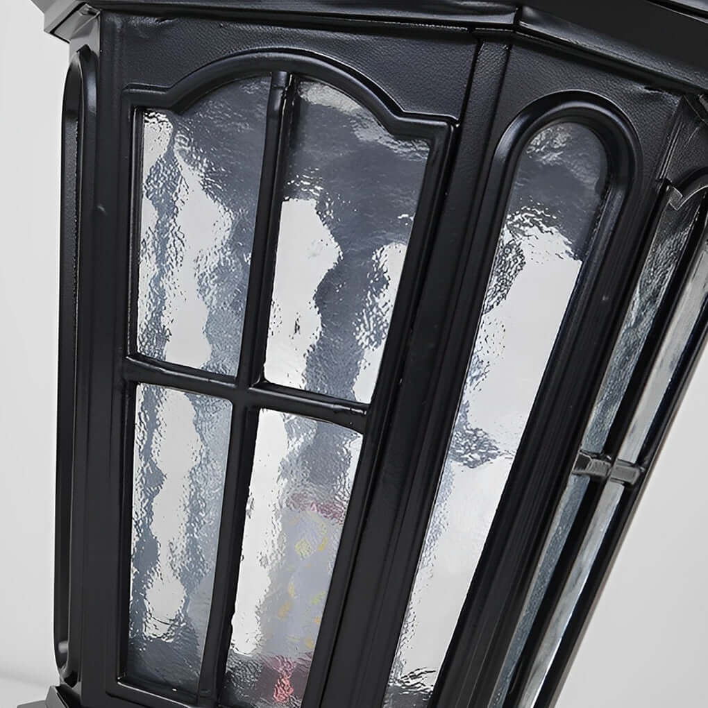 Stone Pillar Light Fixture Retro Pavilion-Style LED Solar & Hardwired Outdoor — Black Bronze Sets