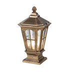 Stone Pillar Light Fixture Retro Pavilion-Style LED Solar & Hardwired Outdoor — Black Bronze Sets