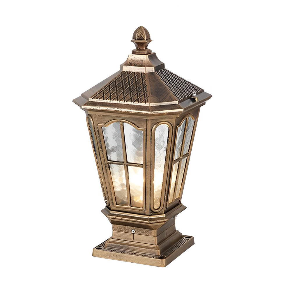 Stone Pillar Light Fixture Retro Pavilion-Style LED Solar & Hardwired Outdoor — Black Bronze Sets