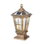 Stone Pillar Light Fixture Retro Pavilion-Style LED Solar & Hardwired Outdoor — Black Bronze Sets