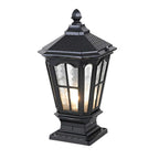 Stone Pillar Light Fixture Retro Pavilion-Style LED Solar & Hardwired Outdoor — Black Bronze Sets