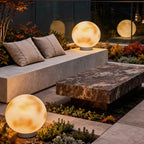 Moon-Shaped Outdoor Pillar Light LED Solar & Hardwired Driveway Garden — 8 to 16 Inch Sets