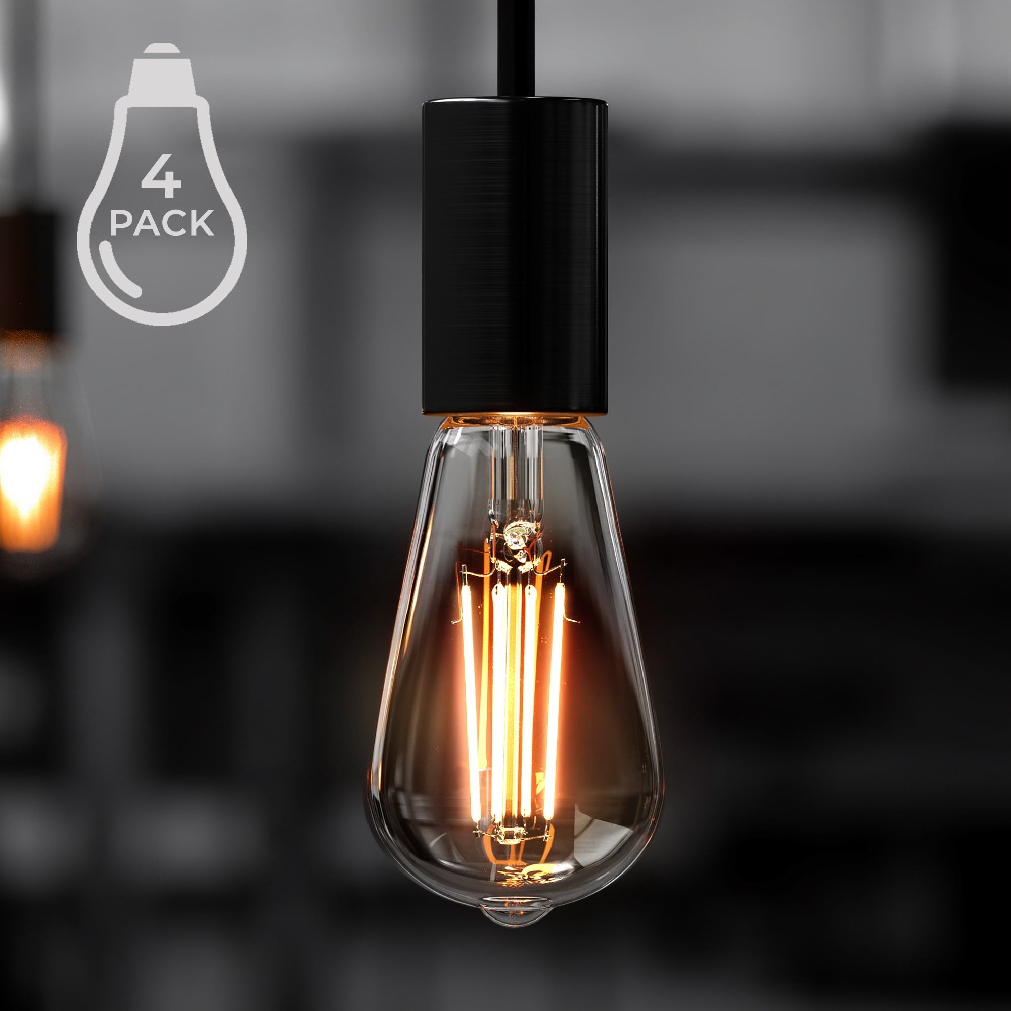 Vintage Edison LED bulbs E26 standard base ST19 2700K warm white 60W equivalent 4-pack