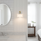 Adorn Metal Glass Wall Sconce Modern LED Bedroom Dining Room Hallway — Beige White