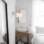 Adorn Metal Glass Wall Sconce Modern LED Bedroom Dining Room Hallway — Beige White
