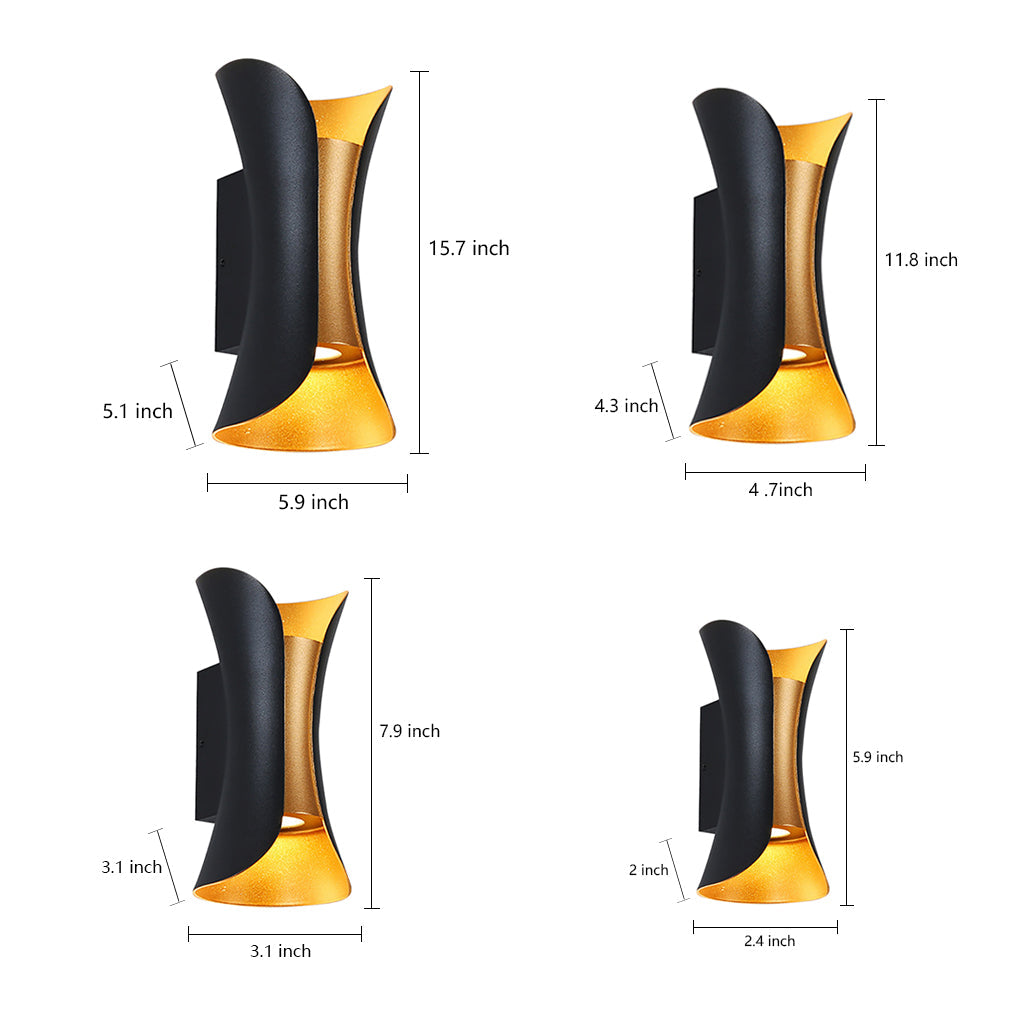 Up Down Outdoor Wall Light Curved LED Aluminum Waterproof Modern