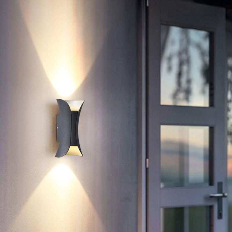 Up Down Outdoor Wall Light Curved LED Aluminum Waterproof Modern