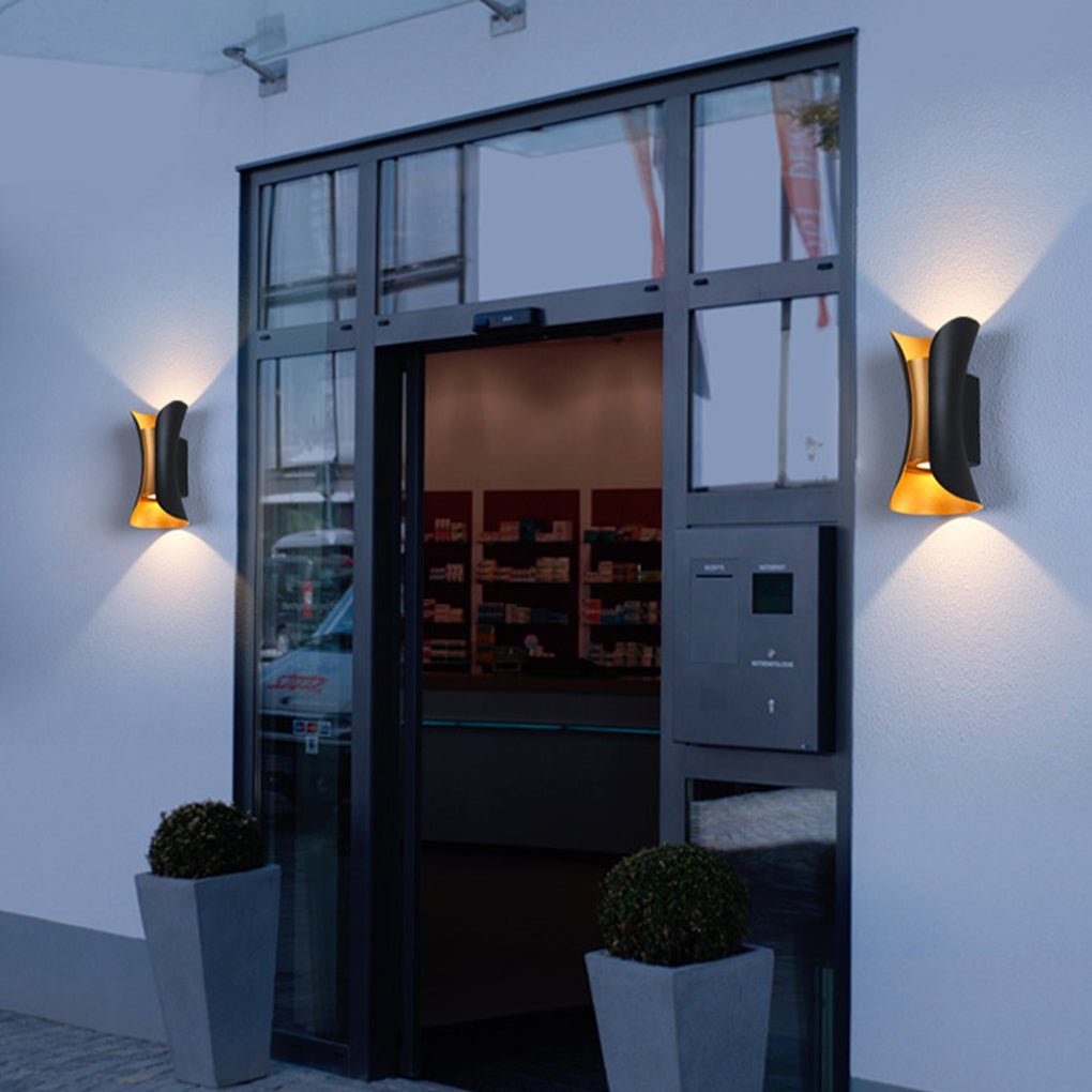 Up Down Outdoor Wall Light Curved LED Aluminum Waterproof Modern