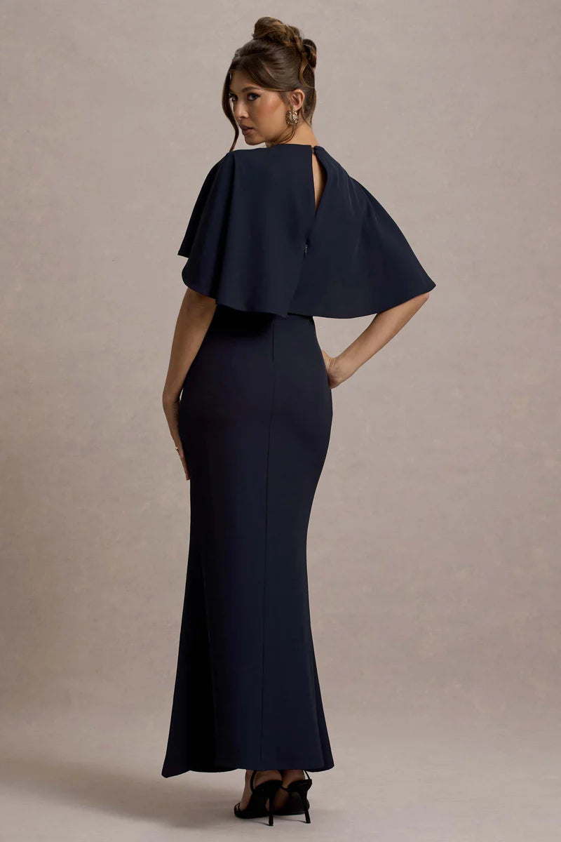 Celestine | High-Neck Cape Maxi Dress