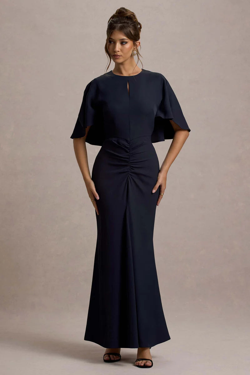 Celestine | High-Neck Cape Maxi Dress