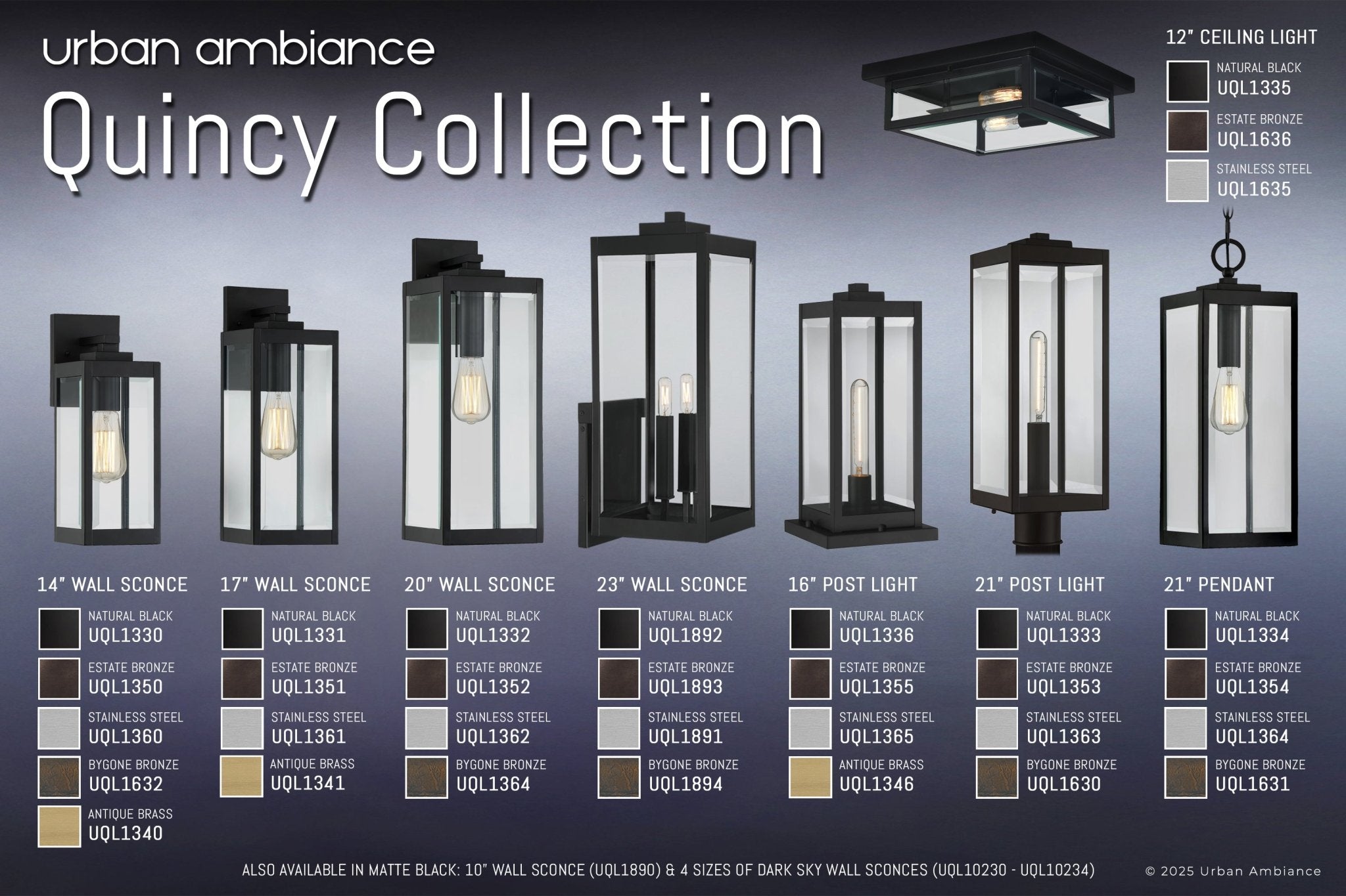 Farmhouse Outdoor Wall Light Black LED Hardwired IP65 Modern Quincy — 17 x 6 Inch
