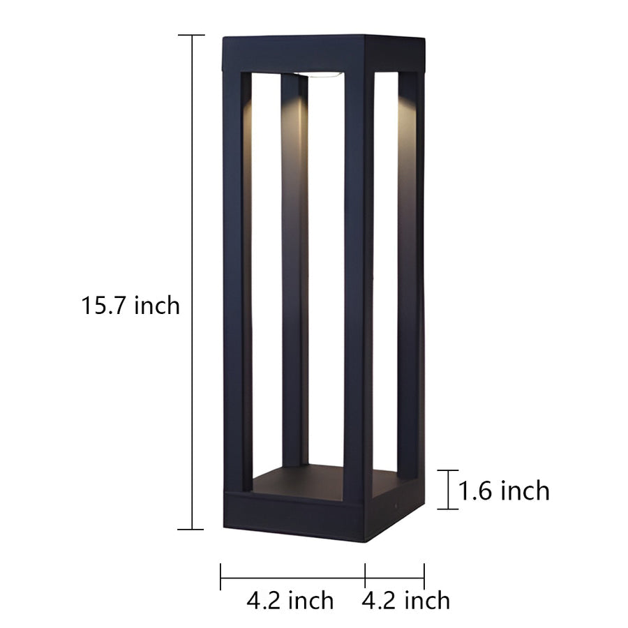 LED Bollard Garden Light Black Aluminum Square Landscape Pathway Hardwired — 31 Inch Sets