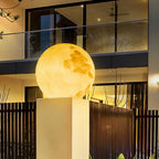 Moon-Shaped Outdoor Pillar Light LED Solar & Hardwired Driveway Garden — 8 to 16 Inch Sets
