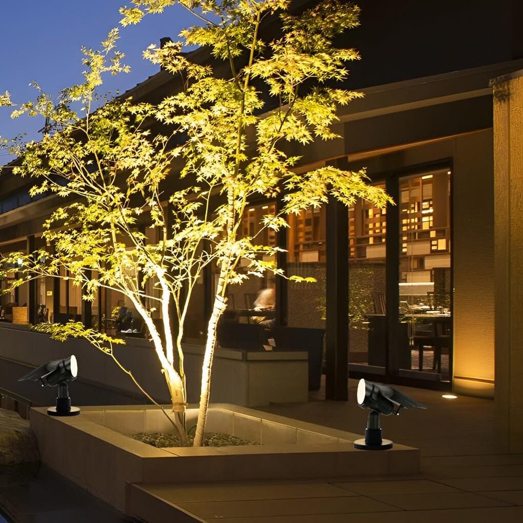Solar Lawn Spotlights Adjustable Outdoor Tree Accent Light Aluminum — Warm White & RGB Sets