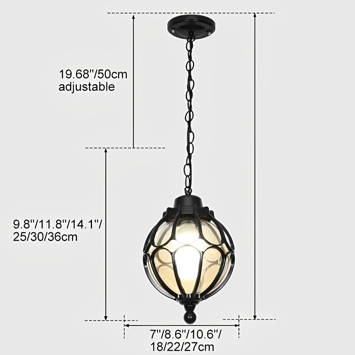 Waterproof Aluminium Ball Outdoor Chandelier Light Hanging Pendant Light