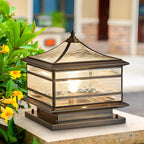 Waterproof Glass Copper Vintage Outdoor Fence Post Lights Pillar Light Column Lamp